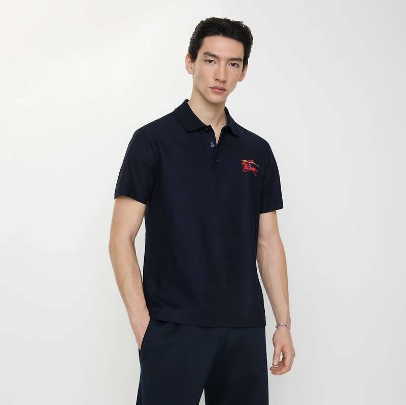 Cross Stitch EKD Cotton Polo Shirt in Navy - Men | Burberry® Official