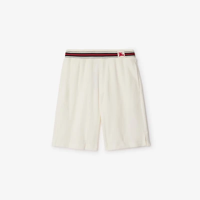 Towelling Shorts in Chalk white - Men, Cotton | Burberry® Official