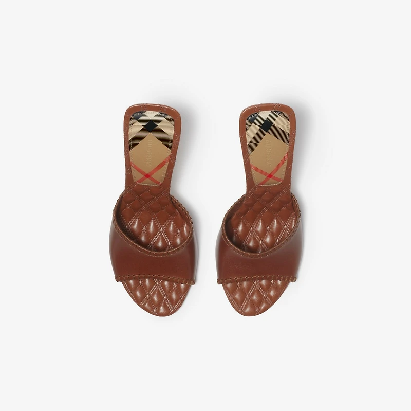 Leather Cabana Mules in Chestnut - Women | Burberry® Official
