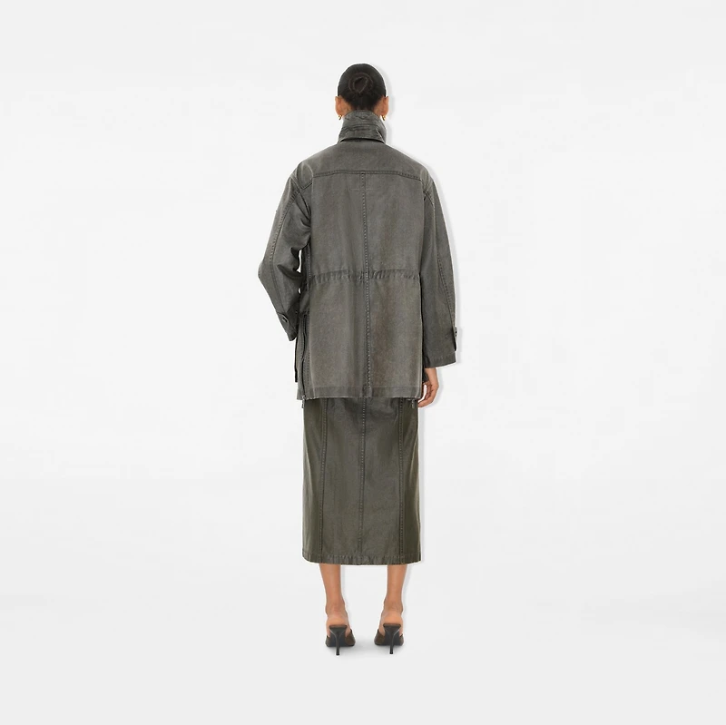 Bleached Cotton Parka in Oil - Women | Burberry® Official