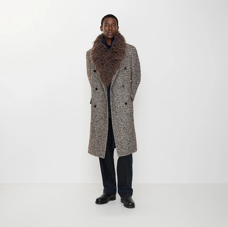 Wool Mohair Blend Tailored Coat in Rice beige/raven grey - Men | Burberry® Official