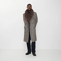 Wool Mohair Blend Tailored Coat in Rice beige/raven grey - Men | Burberry® Official