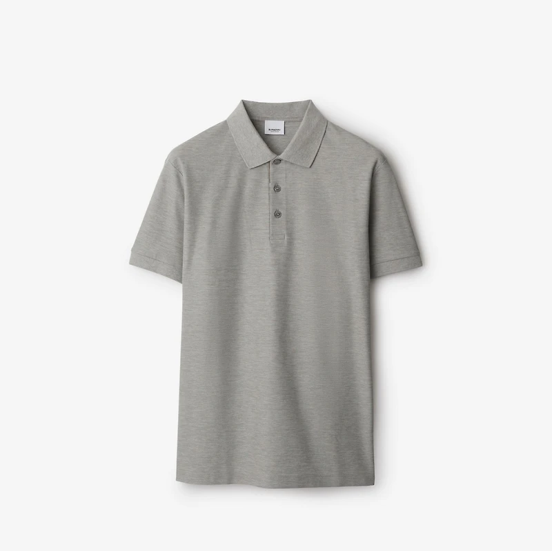 Cotton Polo Shirt in Pale grey melange - Men | Burberry® Official