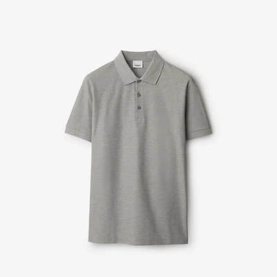 Cotton Polo Shirt in Pale grey melange - Men | Burberry® Official