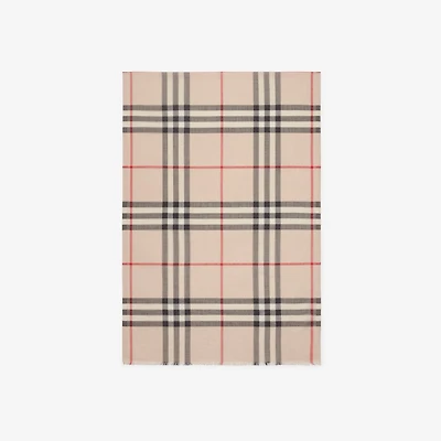 Check Wool Silk Scarf in Stone Beige | Burberry® Official