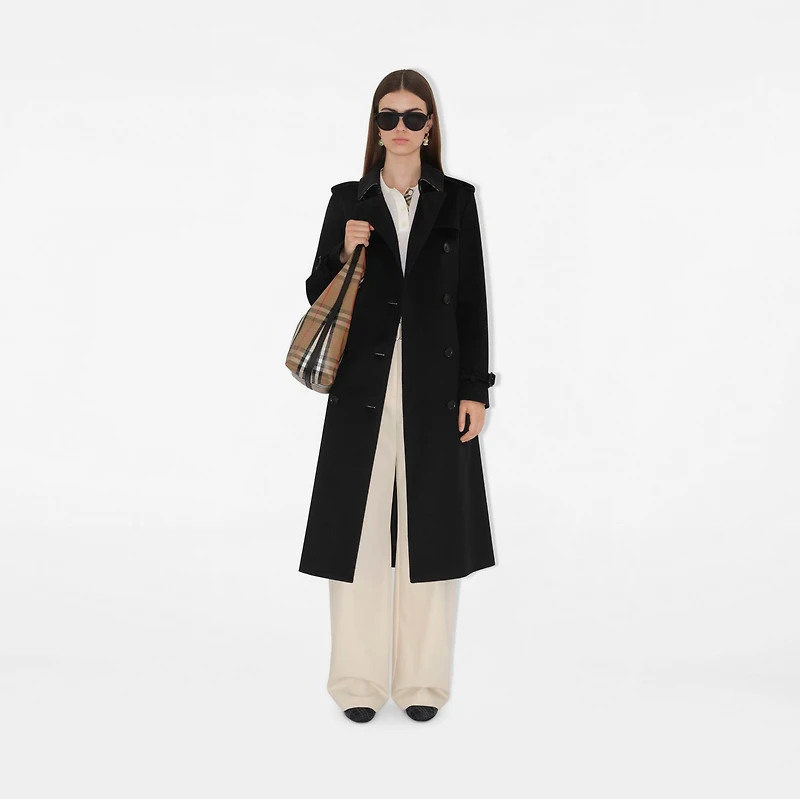 Long Cashmere Kensington Trench Coat in Black - Women | Burberry® Official
