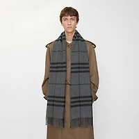 Wide Check Cashmere Scarf in Charcoal/vine | Burberry® Official
