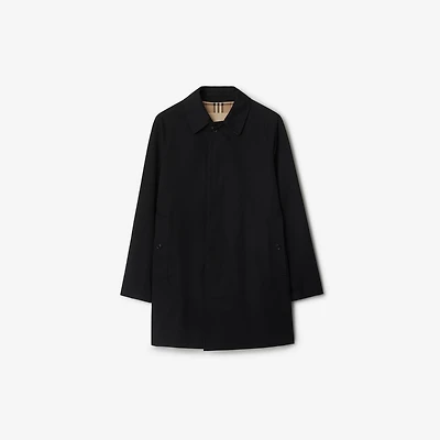 Short Camden Heritage Car Coat in Black - Men, Cotton Gabardine | Burberry® Official
