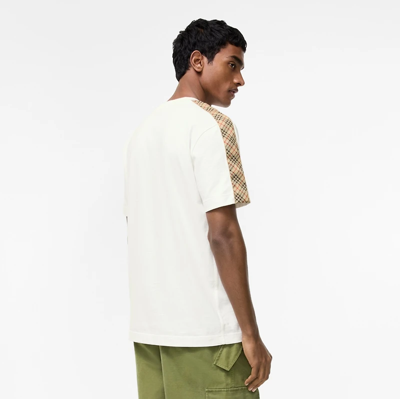 Check Trim Cotton T-shirt in Chalk white - Men | Burberry® Official