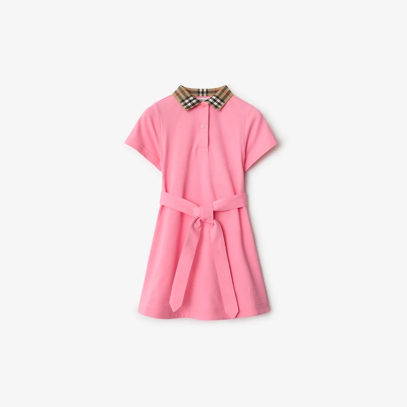 Check Collar Cotton Polo Shirt Dress in Blossom | Burberry® Official