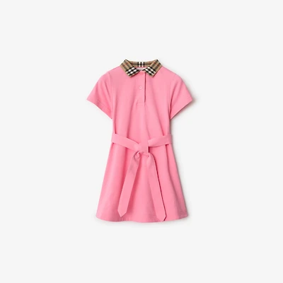 Check Collar Cotton Polo Shirt Dress in Blossom | Burberry® Official