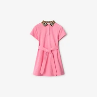 Check Collar Cotton Polo Shirt Dress in Blossom | Burberry® Official