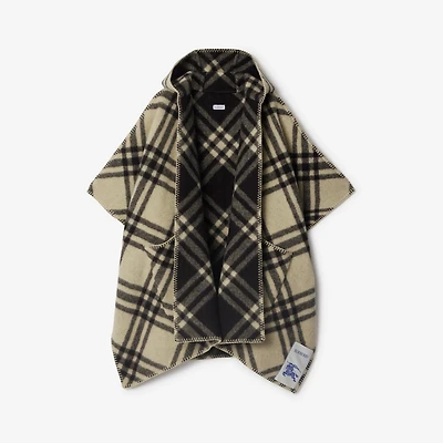 Reversible Check Wool Cape in Candle | Burberry® Official
