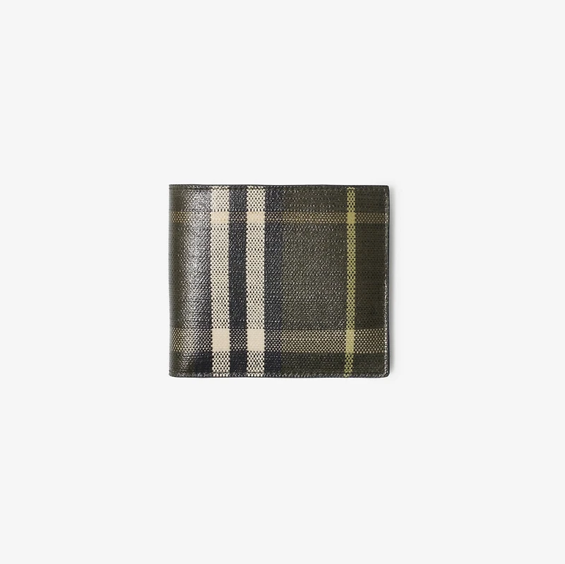 Check Bifold Wallet in Thicket green - Men | Burberry® Official