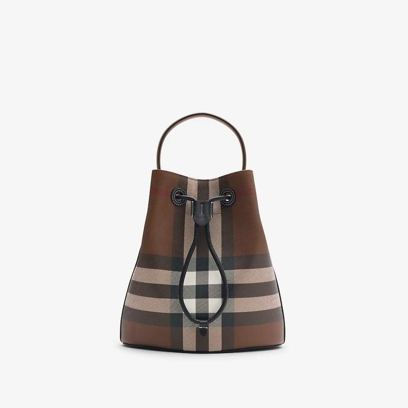 Small Check Bucket Bag in Dark birch brown - Women | Burberry® Official