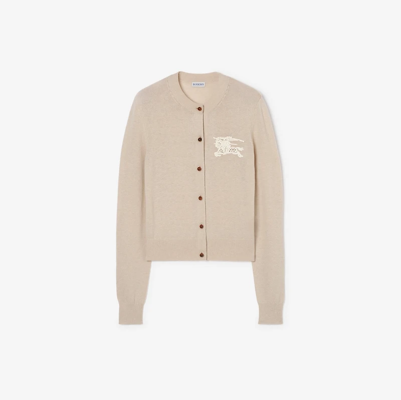 Knight Cotton Wool Cardigan in Easel beige - Women, Lace | Burberry® Official