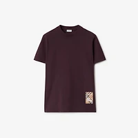 Check Label Cotton T-shirt in Wine red - Men | Burberry® Official