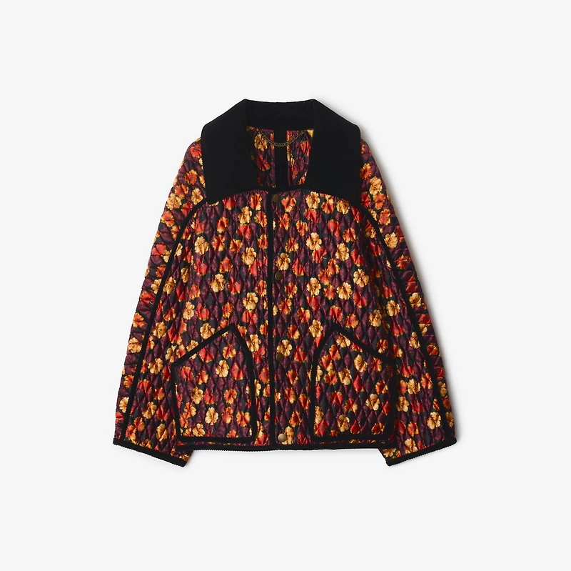 Geranium Leaf Quilted Nylon Floriston Jacket in Poppy red - Women | Burberry® Official