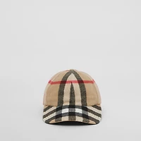 Exaggerated Check Wool Baseball Cap in Archive beige - Men | Burberry® Official