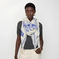 London Landmarks Wool Silk Scarf in Knight | Burberry® Official