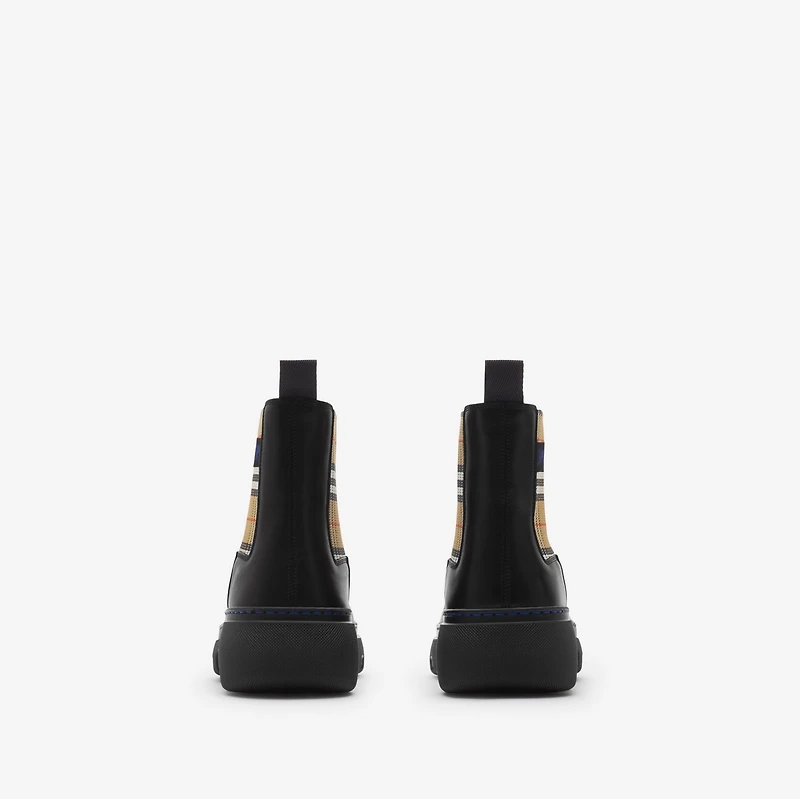 Leather Creeper Low Chelsea Boots in Black/sand - Women | Burberry® Official