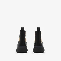 Leather Creeper Low Chelsea Boots in Black/sand - Women | Burberry® Official