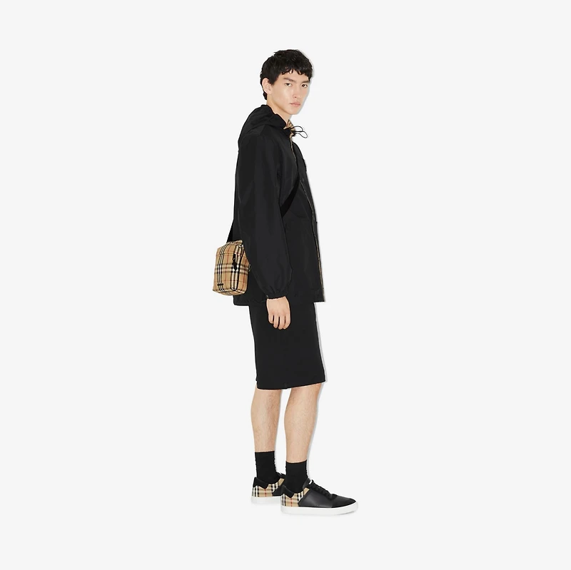 Leather, Suede and Check Sneakers in Black/archive beige - Men | Burberry® Official
