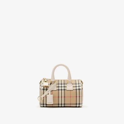 Mini Check Bowling Bag in Vintage check/soap beige - Women, Cotton, Technical | Burberry® Official