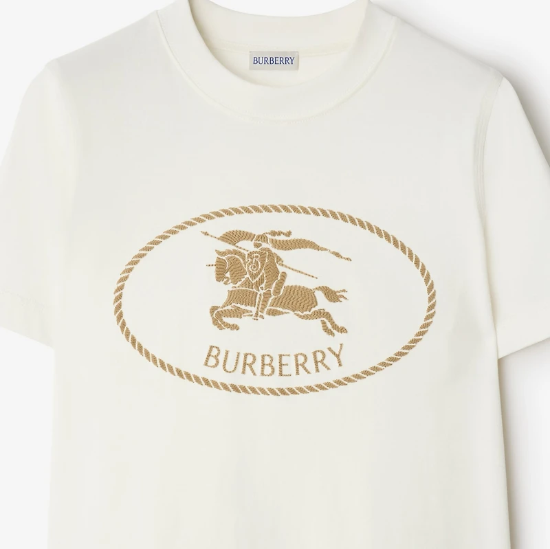 Knight Stamp Cotton T-shirt in Chalk white - Women | Burberry® Official