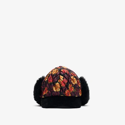Geranium Leaf​ Nylon Trapper Cap in Poppy red - Men | Burberry® Official