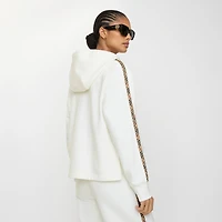 Check Trim Cotton Zip Hoodie in Chalk white - Women | Burberry® Official