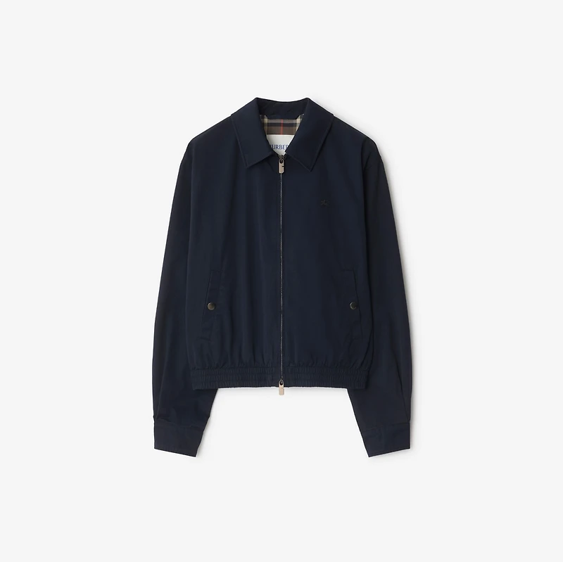 Gabardine Harrington Jacket in Navy - Men, Cotton | Burberry® Official