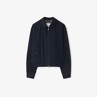 Gabardine Harrington Jacket in Navy - Men, Cotton | Burberry® Official