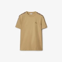 Check Trim Cotton T-shirt in Flax beige - Men | Burberry® Official
