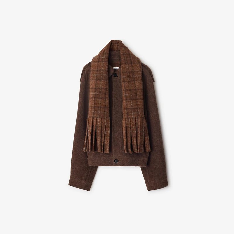 Detachable Scarf Wool Blend Jacket in Ginger/ginger - Men | Burberry® Official