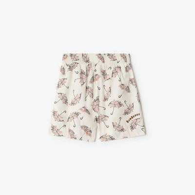 Umbrella Cotton Shorts in Calico white | Burberry® Official