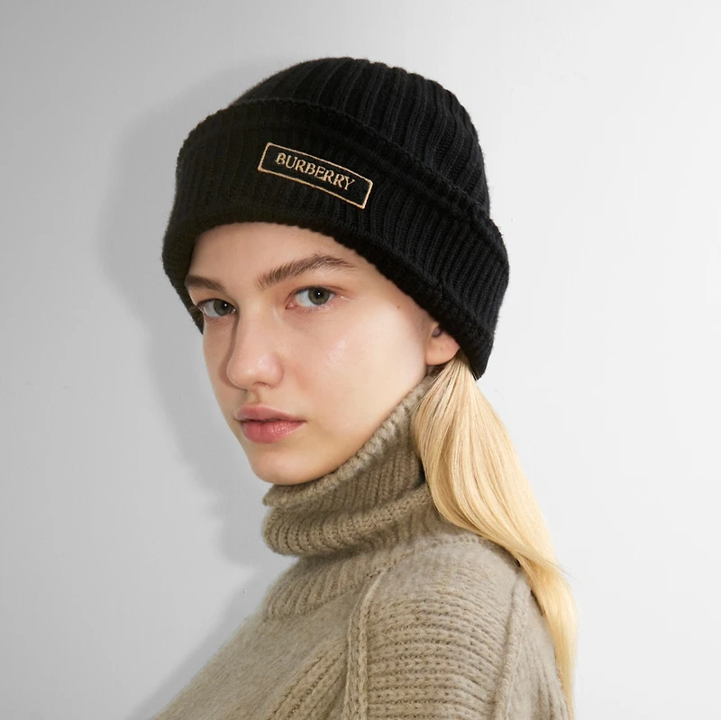 Logo Wool Beanie in Black - Men | Burberry® Official
