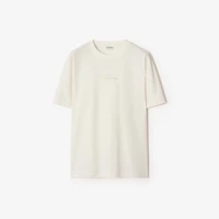 Check Cursive Logo Cotton T-shirt in Chalk white - Men | Burberry® Official