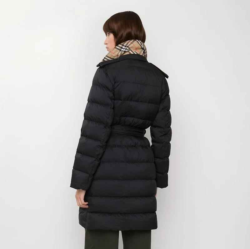 Mid-length Nylon Hooded Puffer Coat in Black - Women | Burberry® Official