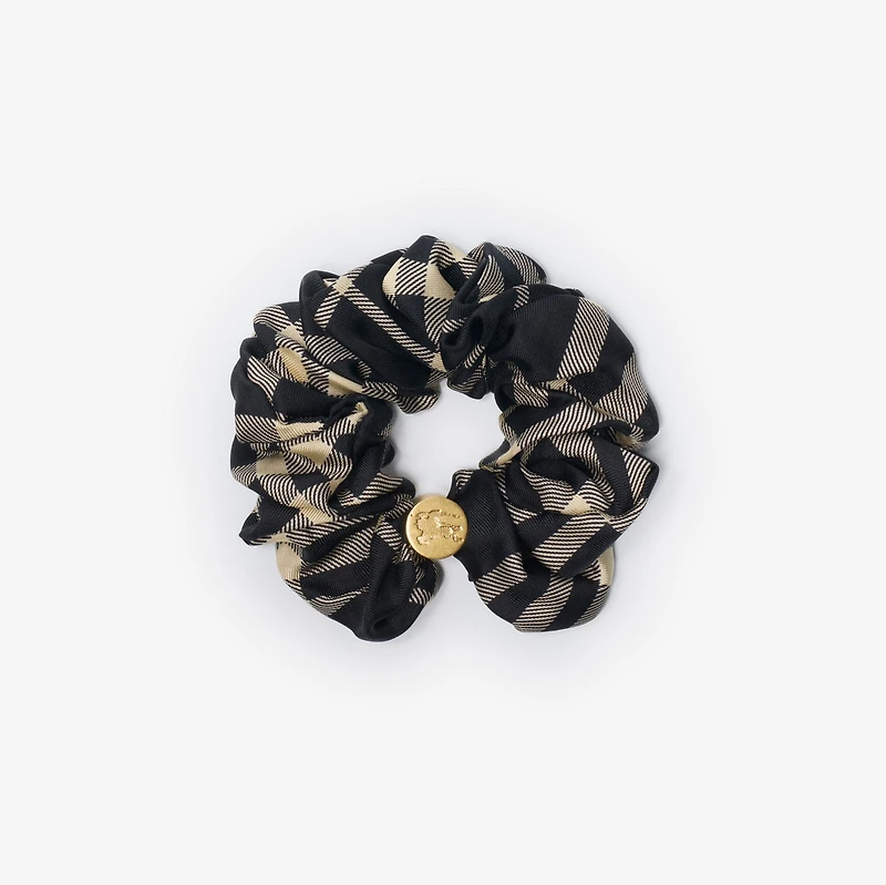 Check Silk Scrunchie in Black/calico beige | Burberry® Official