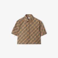 Cropped Check Cotton Shirt in Sand - Women | Burberry® Official