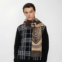 Etched Knight Cashmere Scarf in Sand | Burberry® Official