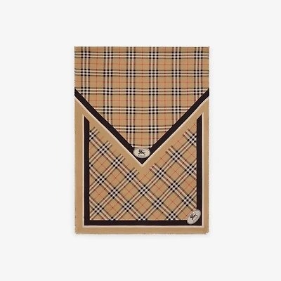 Check Knight Stamp Silk Scarf in Sand beige | Burberry® Official