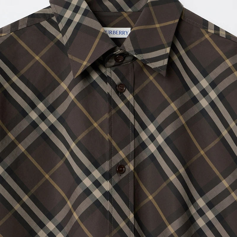 Relaxed Fit Check Cotton Shirt in Truffle brown - Men | Burberry® Official