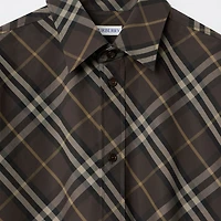 Relaxed Fit Check Cotton Shirt in Truffle brown - Men | Burberry® Official
