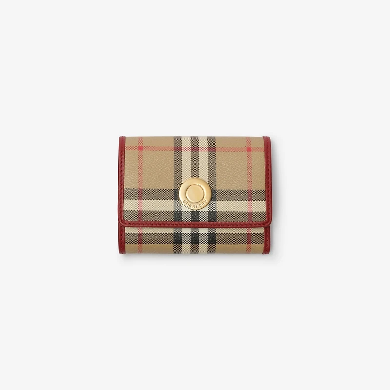 Small Check Folding Wallet in Archive beige/ruby red - Women | Burberry® Official