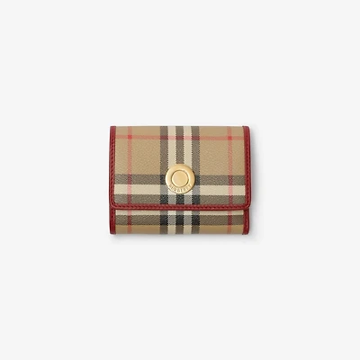 Small Check Folding Wallet in Archive beige/ruby red - Women | Burberry® Official