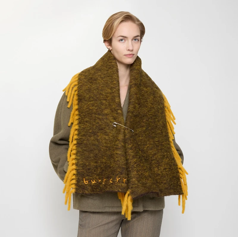 Alpaca Wool Blend Happy Scarf in Crown yellow/treacle brown | Burberry® Official
