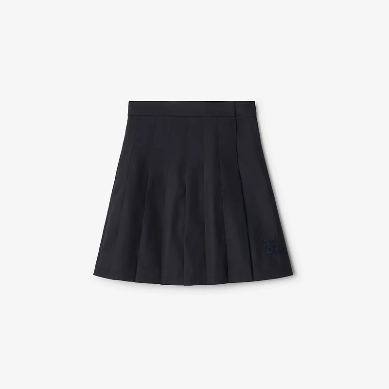Pleated Cotton Blend Skirt in Storm blue | Burberry® Official