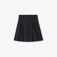 Pleated Cotton Blend Skirt in Storm blue | Burberry® Official